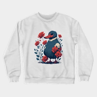 Duck With Red Flowers Crewneck Sweatshirt